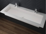 Plan vasque à encastrer, bassin double 142 cm, sur mesure, Largeur 150 à 200 cm x Profondeur 40 à 60 cm, résine minérale ACRYSTONE®, Finition lisse, Livraison Offerte et Rapide.